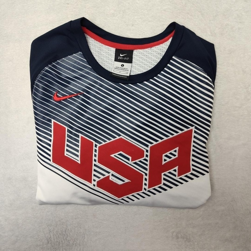 Nike USA Olympics Jersey Mens Small White Kevin Durant Long Sleeve Basketball